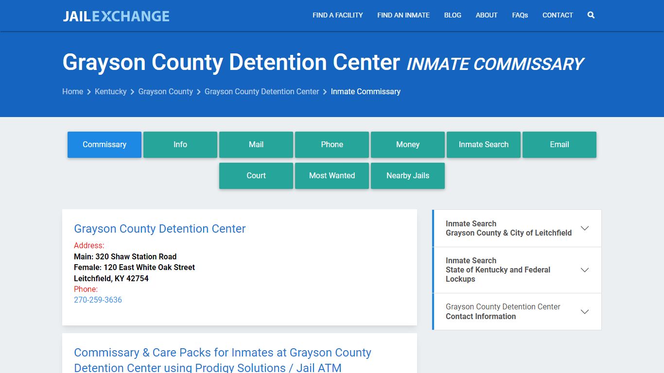 Grayson County Detention Center Inmate Commissary - Jail Exchange