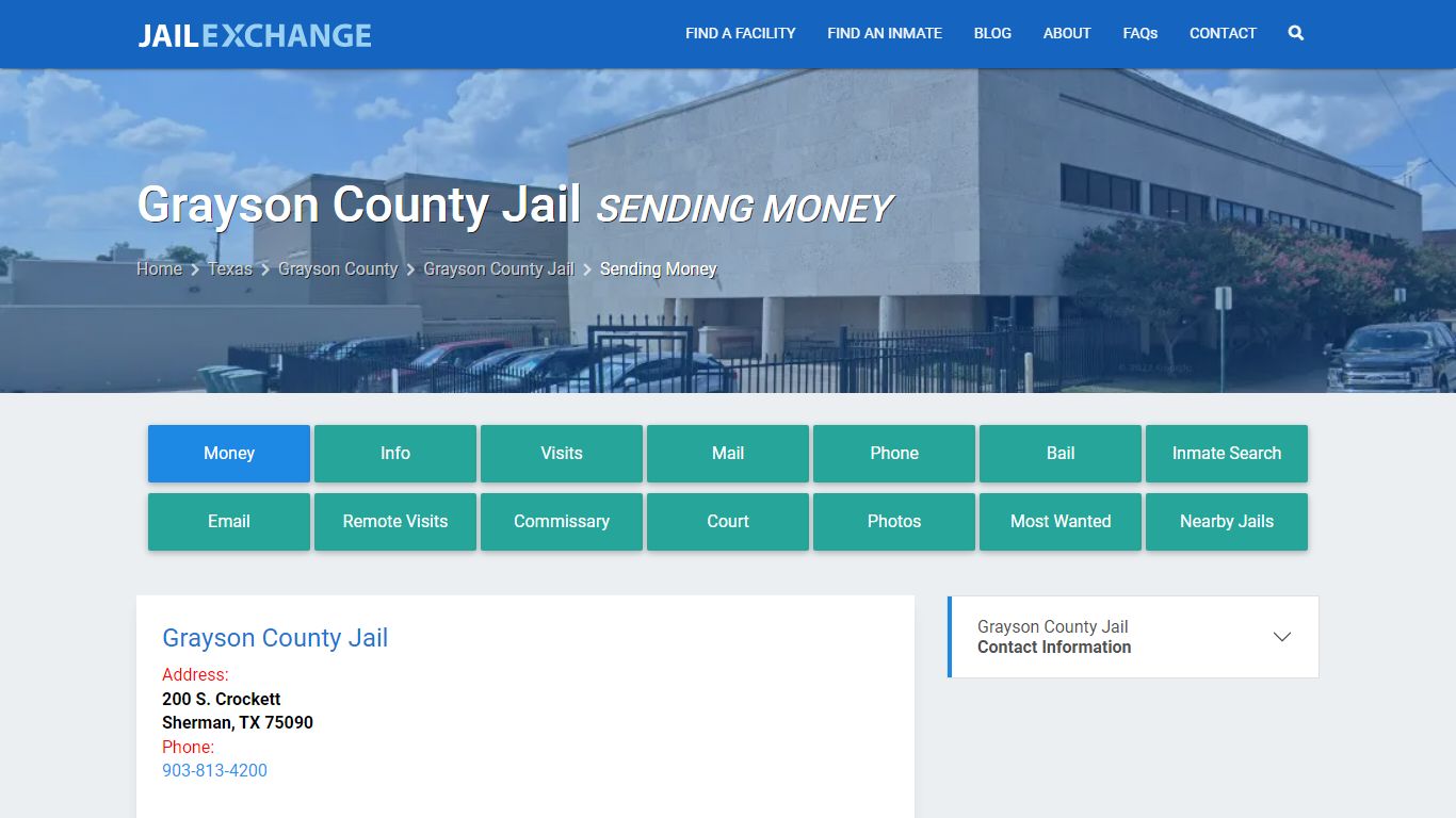 Send Money to Inmate - Grayson County Jail, TX - Jail Exchange